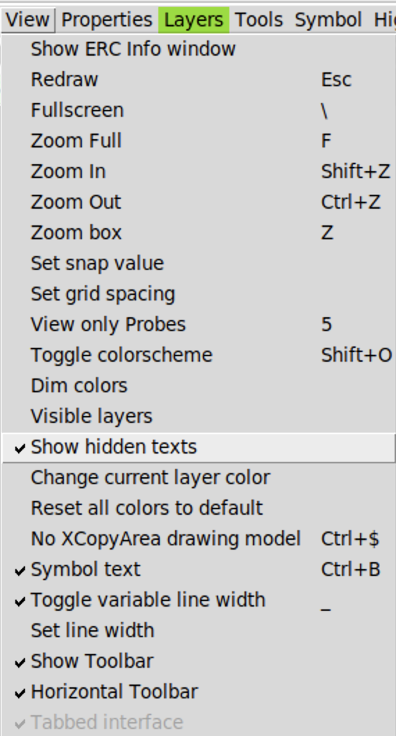 Show hidden text in Xschem
