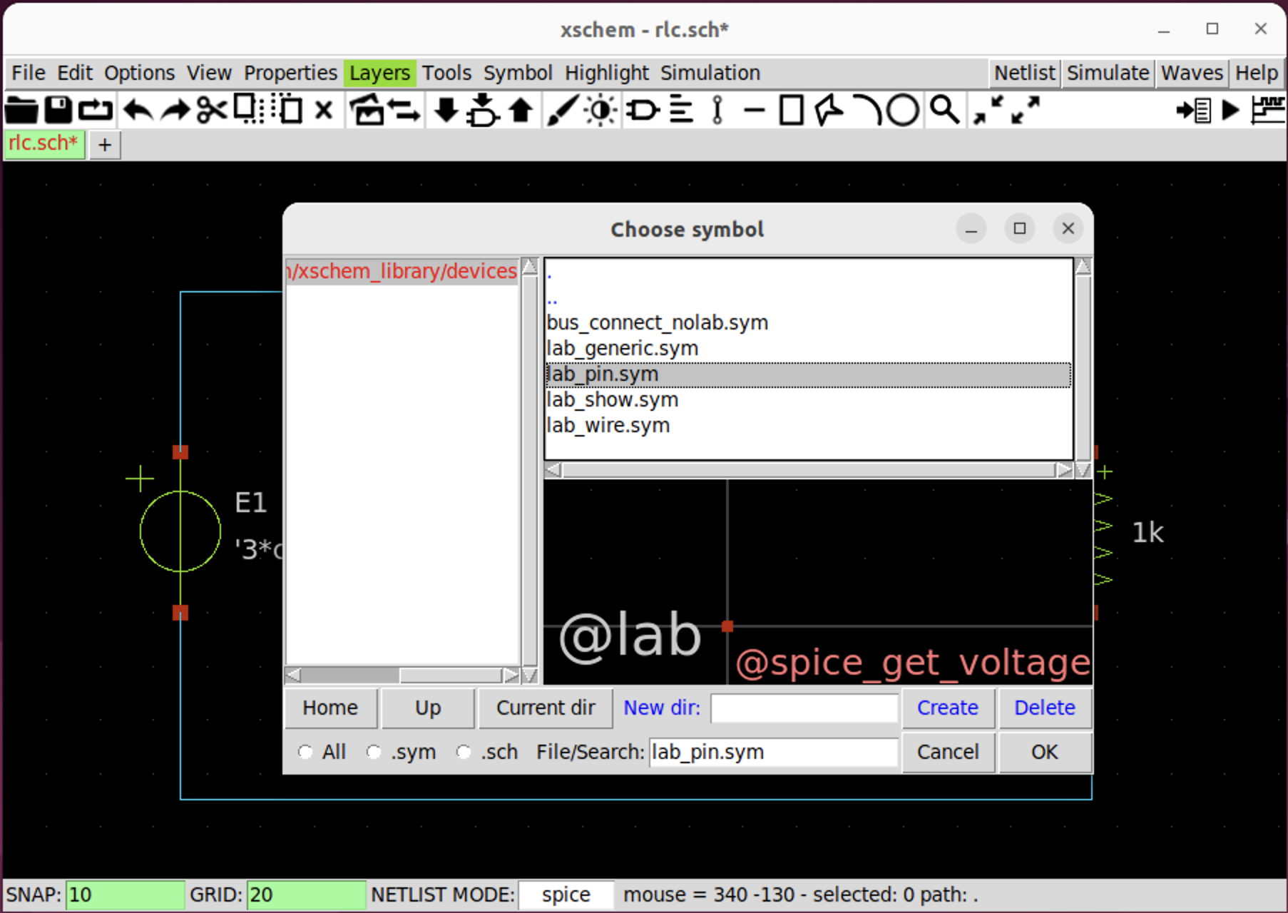 Insert label (lab_pin) into the schematic