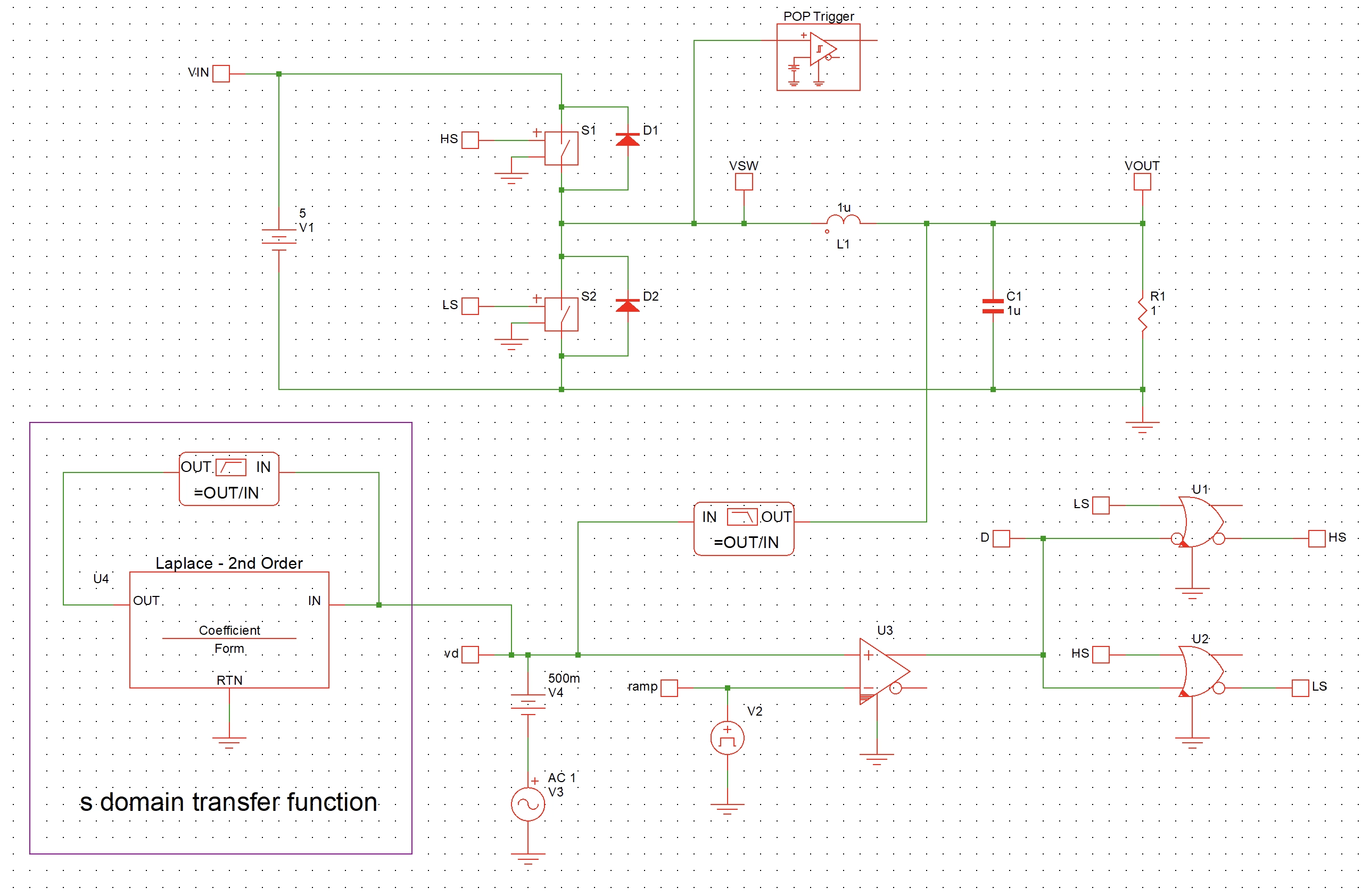 Buck converter test bench in Simplis