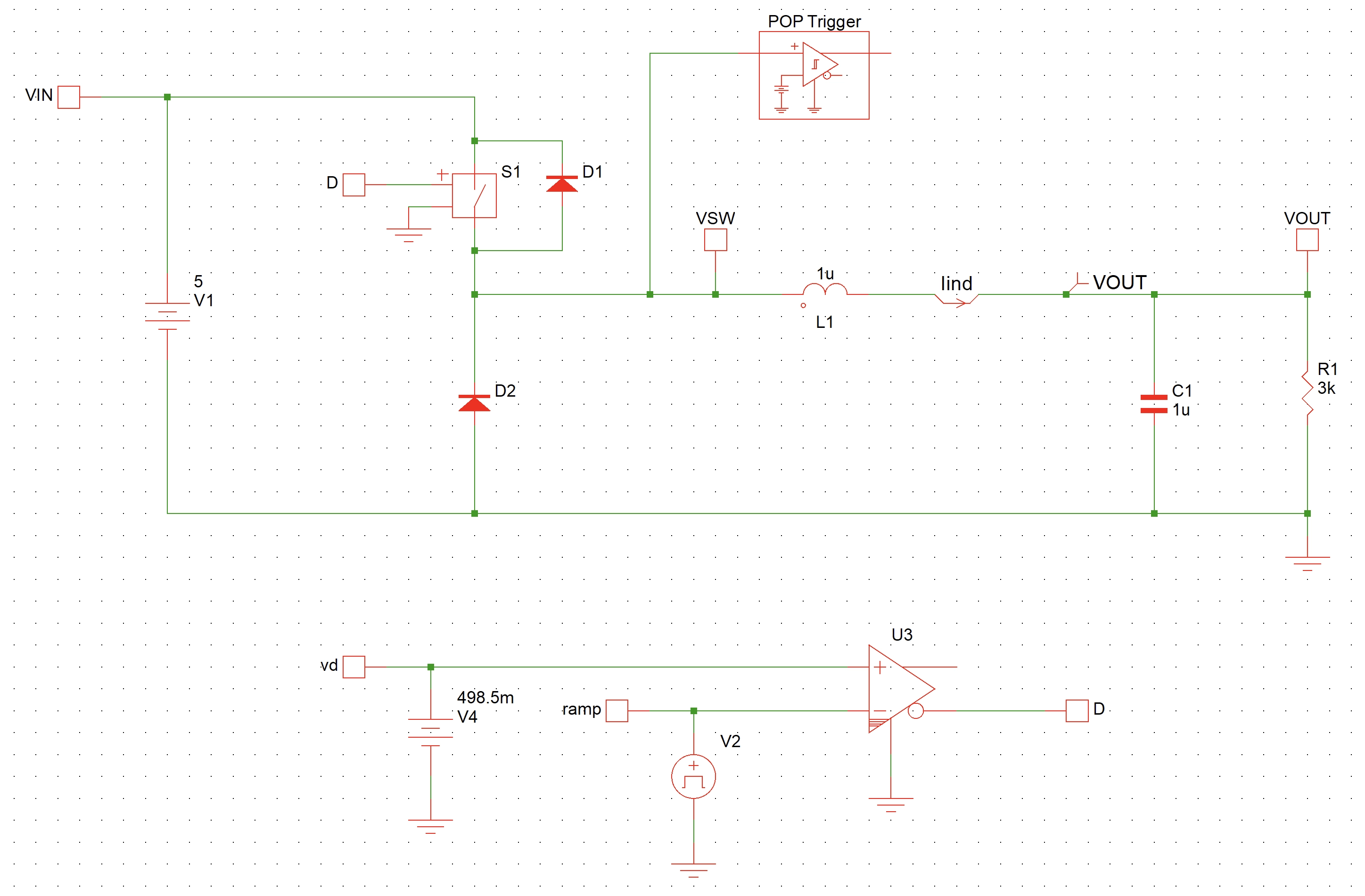 Asynchronous Buck converter test bench in Simplis