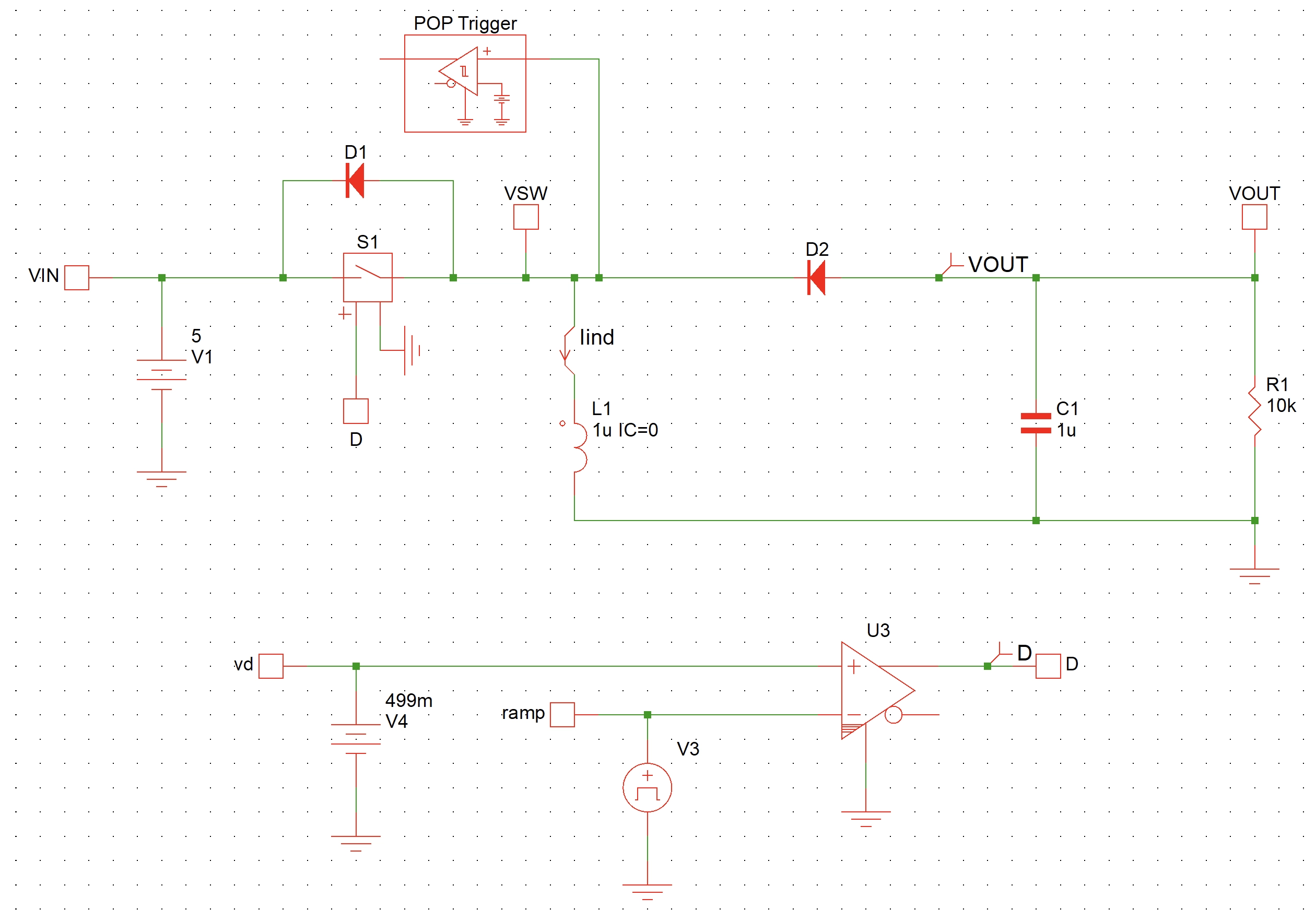 Asynchronous IBB converter test bench in Simplis
