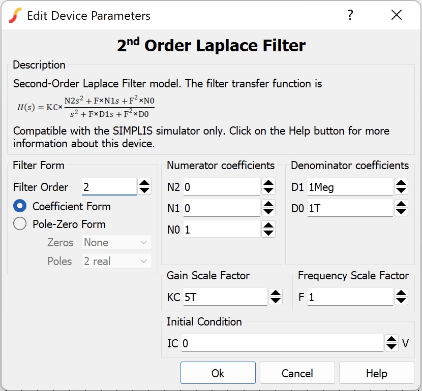 2nd-order Laplace Transfer Function block property