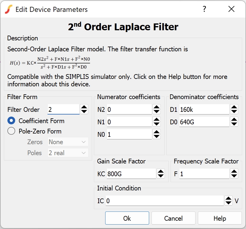 2nd-order Laplace Transfer Function block property