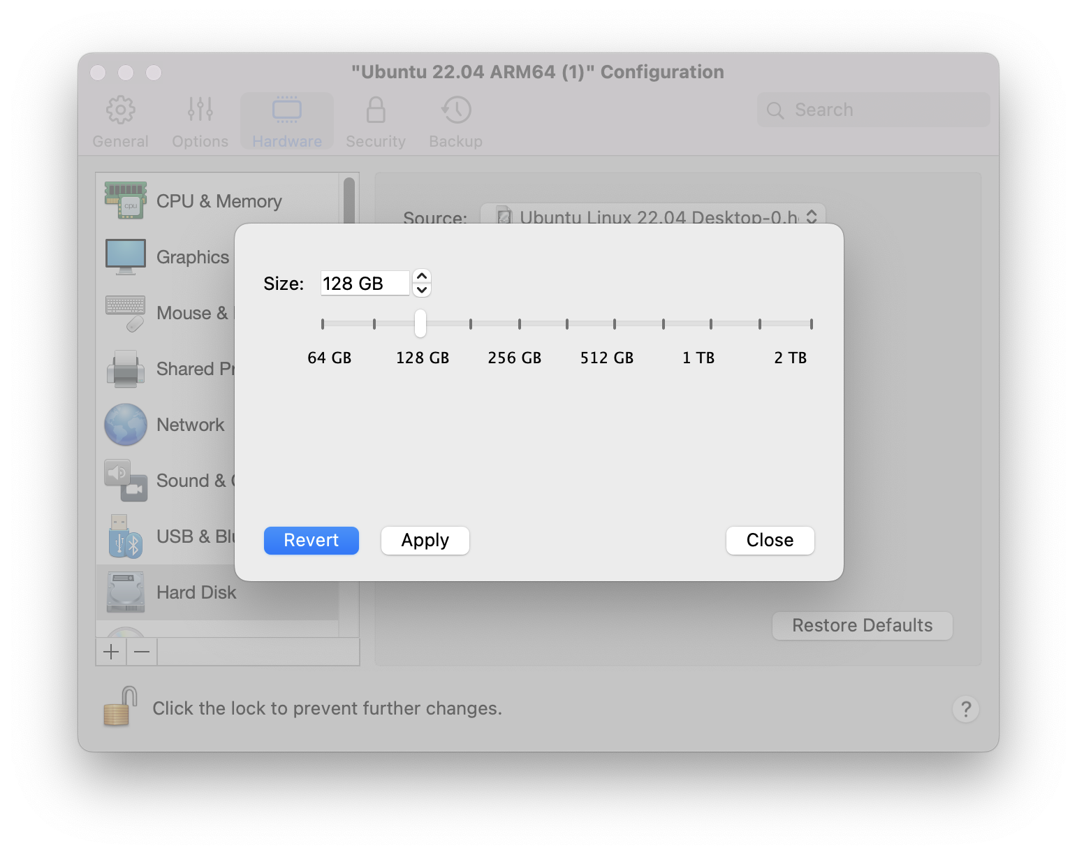 Change Ubuntu disk size to 128GB