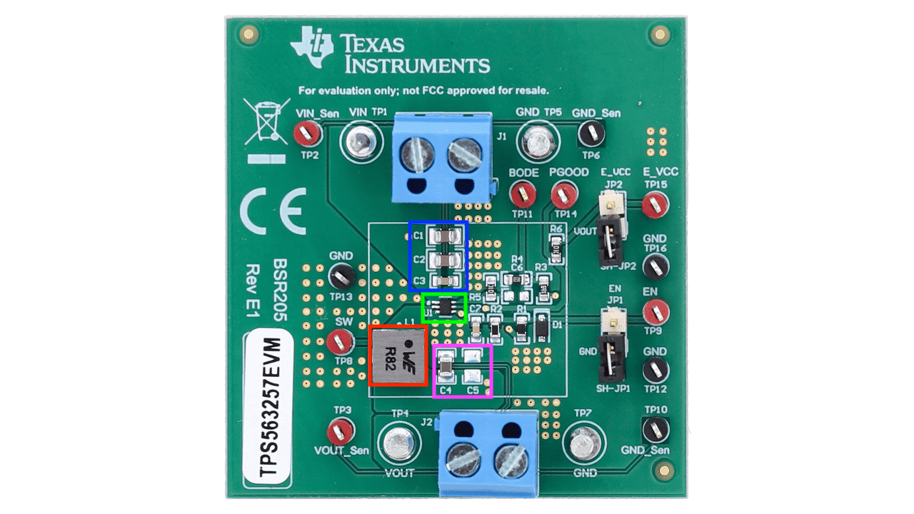 TPS563257 EVB (evaluation board) top view