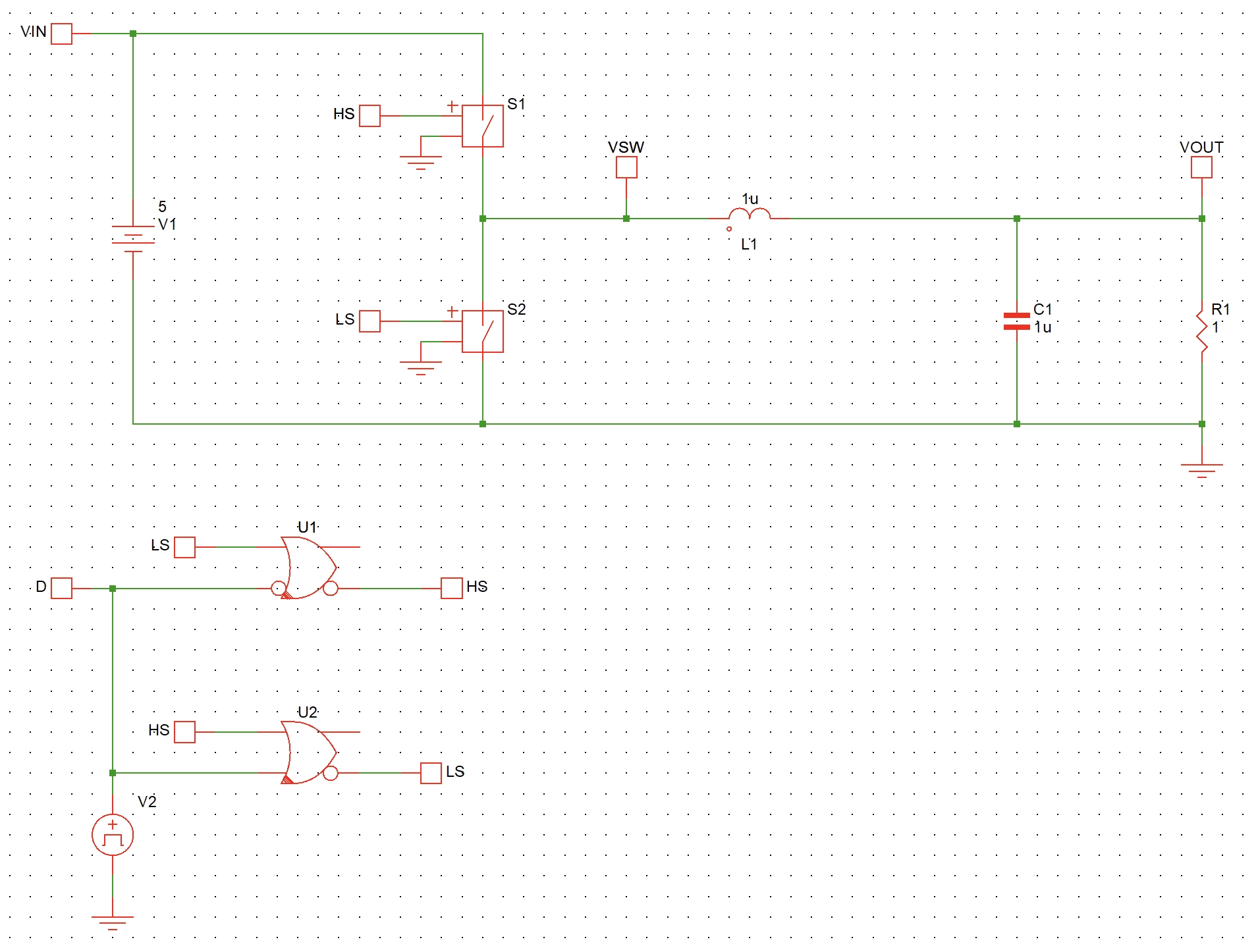 Open loop Buck converter model in Simplis