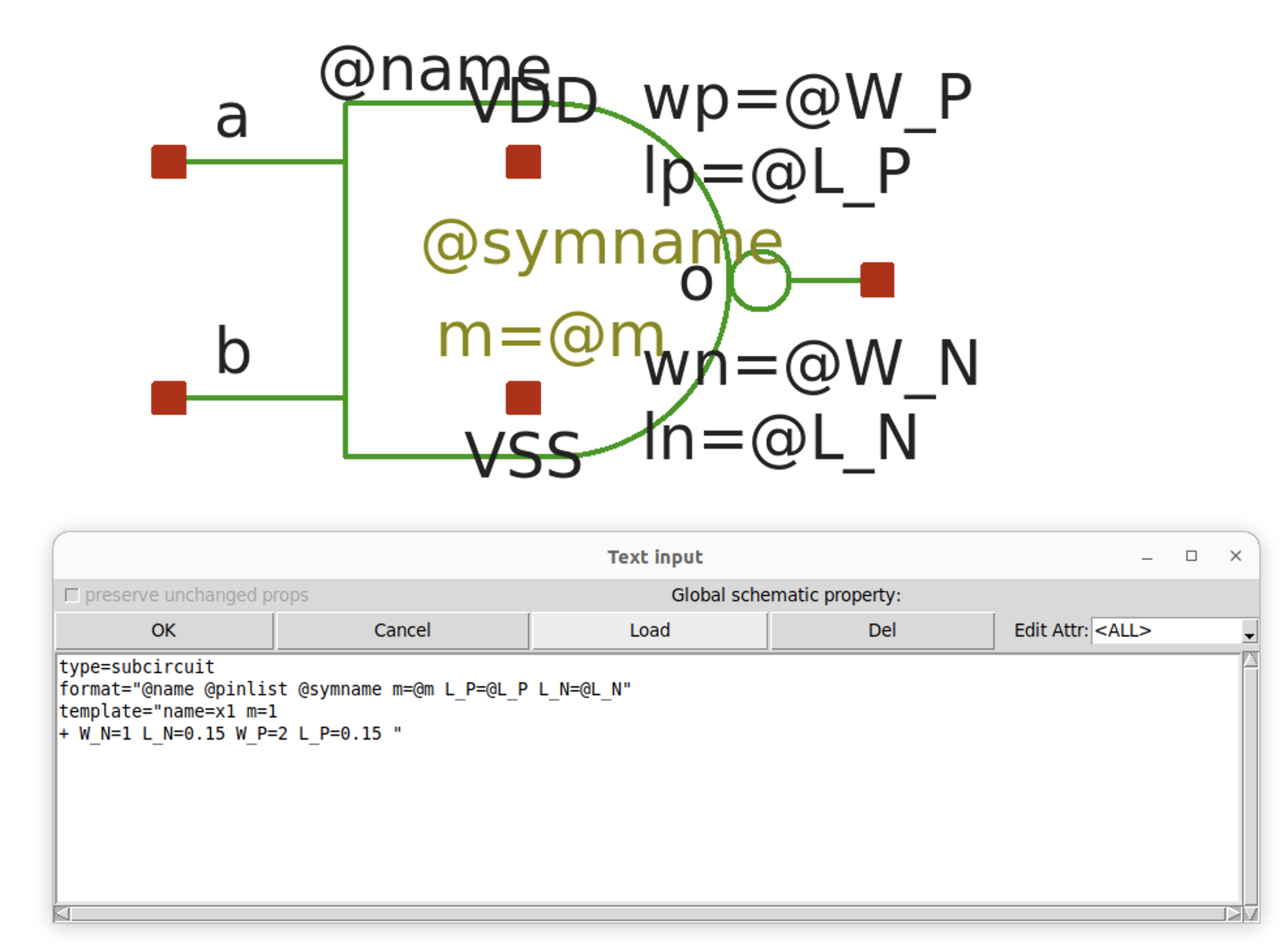 Modified symbol for nand2