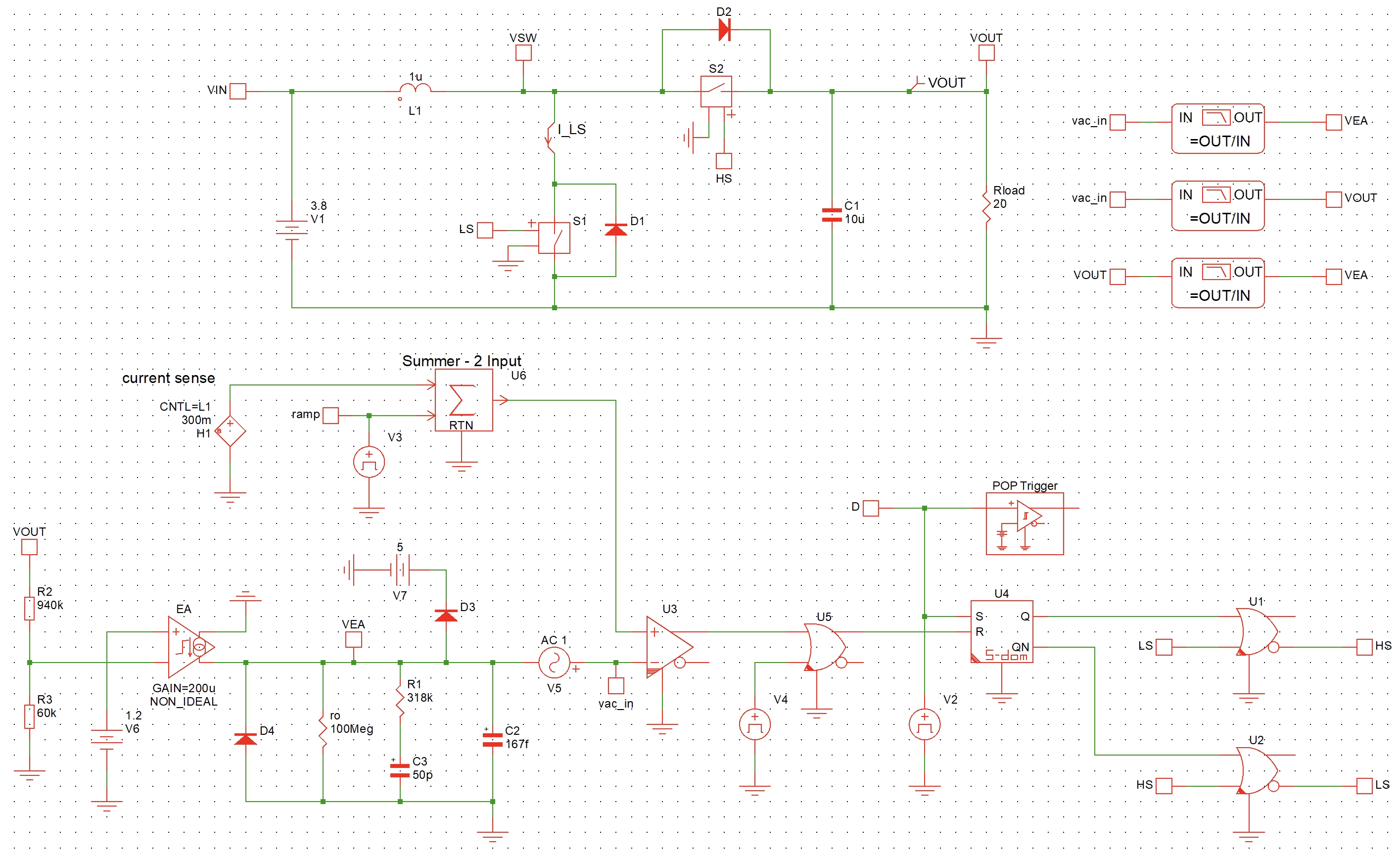 PCM controlled Boost converter model in Simplis