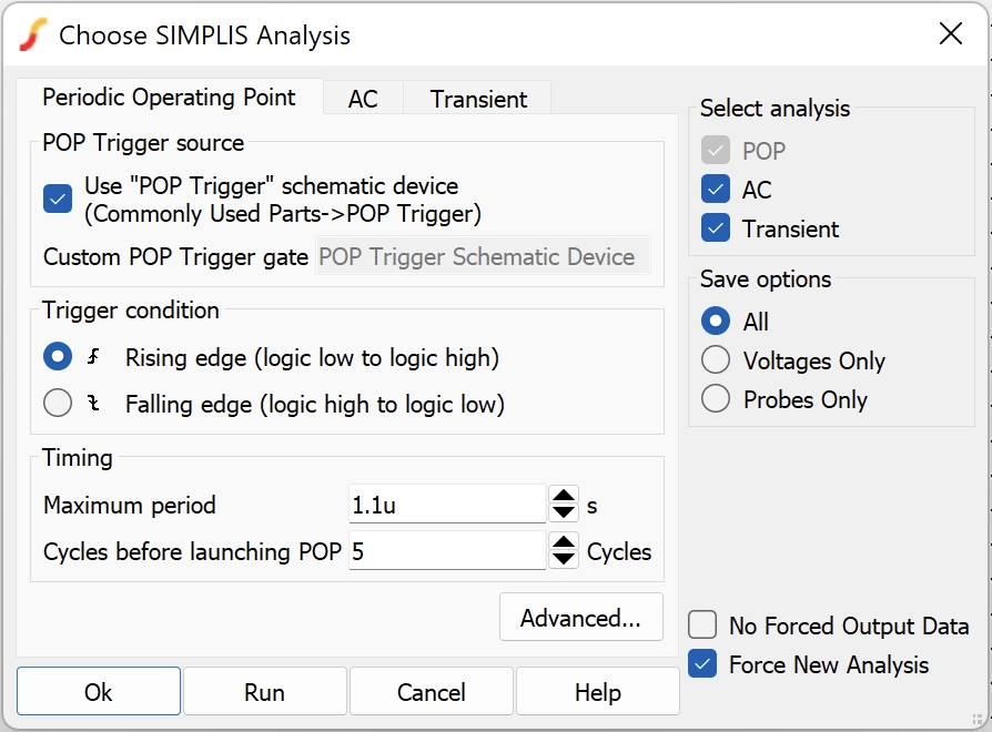 POP analysis settings