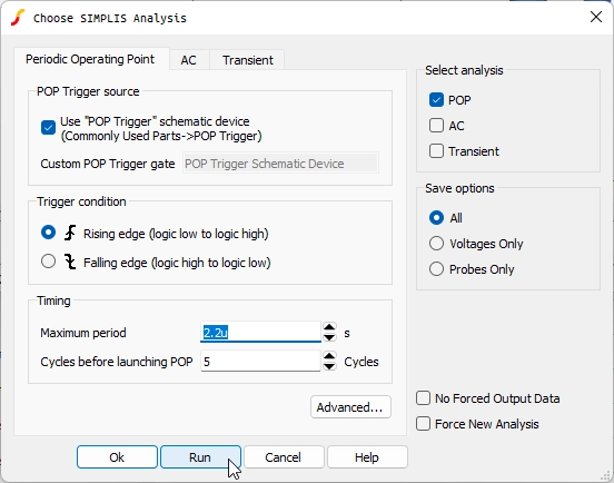 POP analysis settings