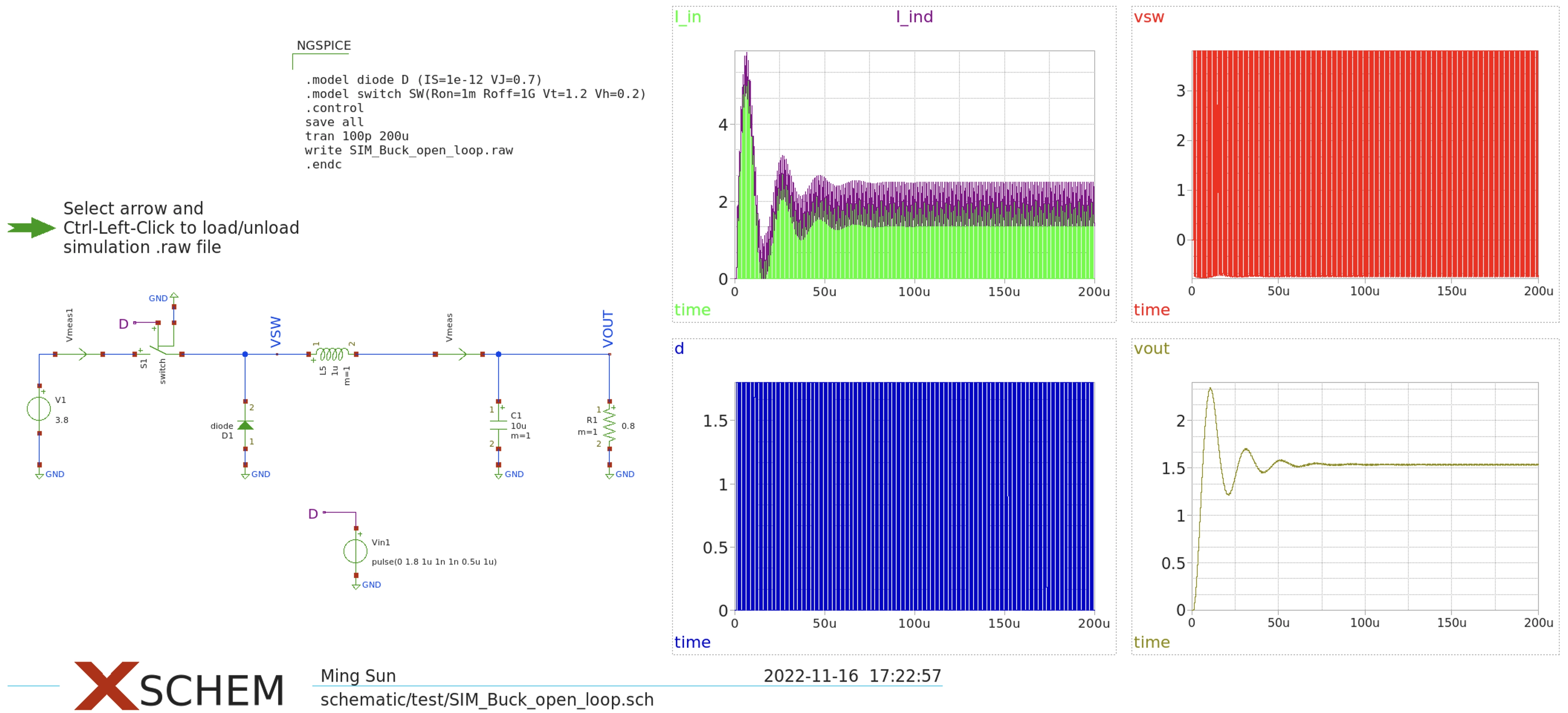 Buck converter macro model and test bench in Xschem