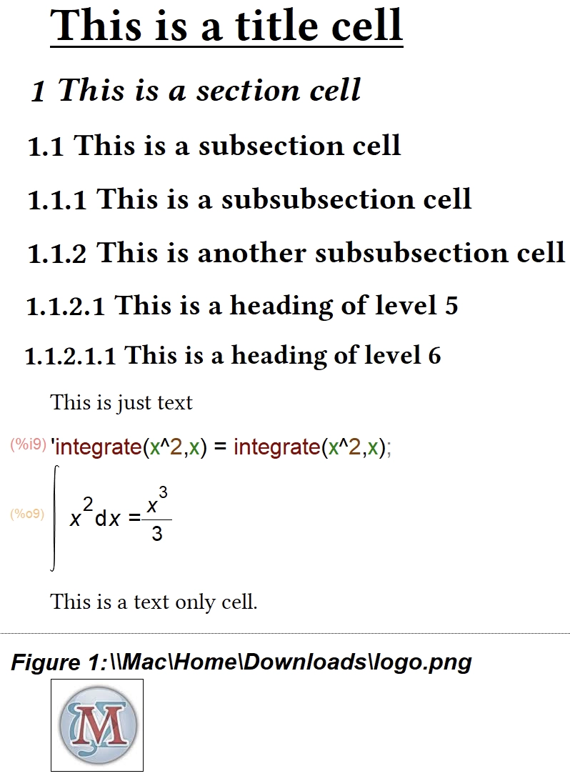 Different text format in wxMaxima